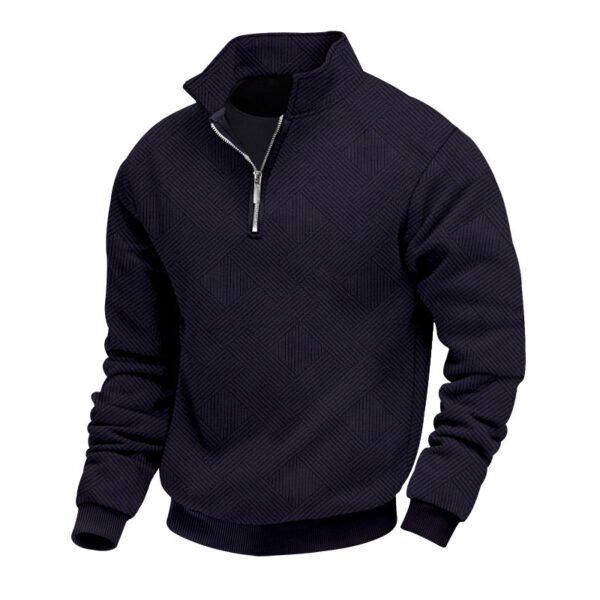 Lapel Zipper Men's Loose-fitting Casual Pullover - Image 2