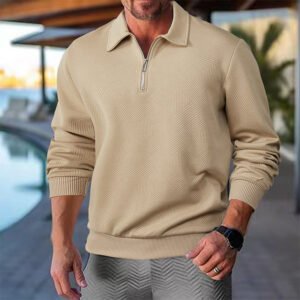 Lapel Zipper Men’s Loose-fitting Casual Pullover