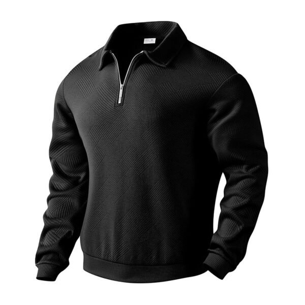 Lapel Zipper Men's Loose-fitting Casual Pullover - Image 4