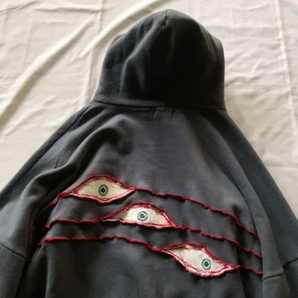 Demon Eyes Embroidered Hoodie - Image 6