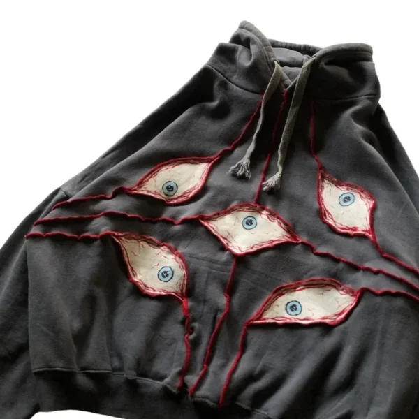 Demon Eyes Embroidered Hoodie - Image 2
