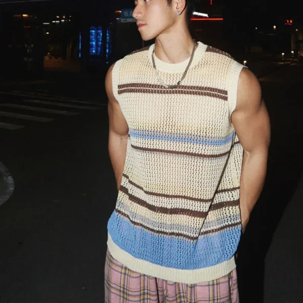 Striped Mesh Tank