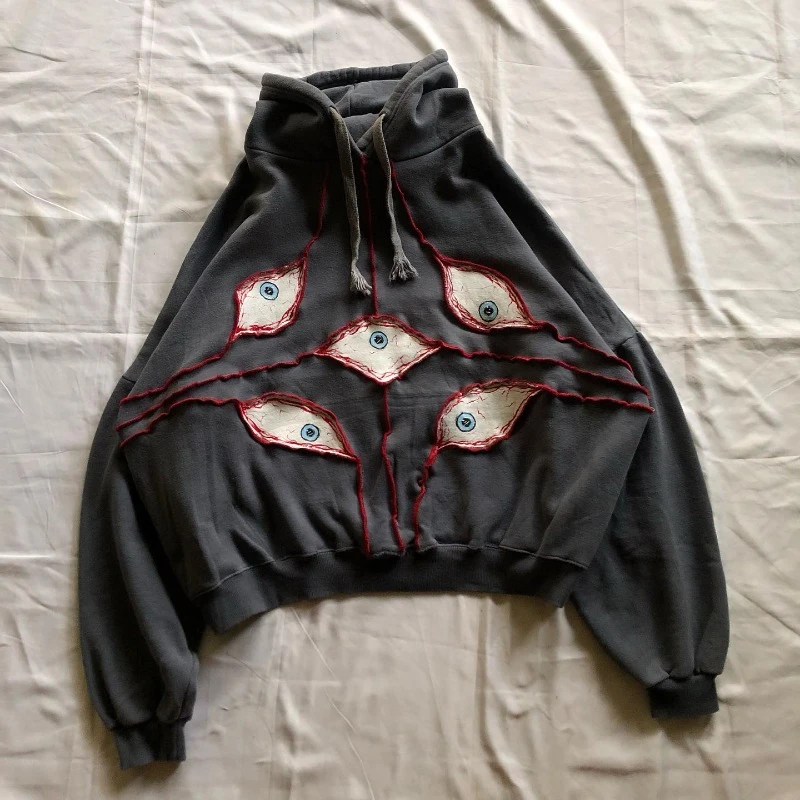 Demon Eyes Embroidered Hoodie