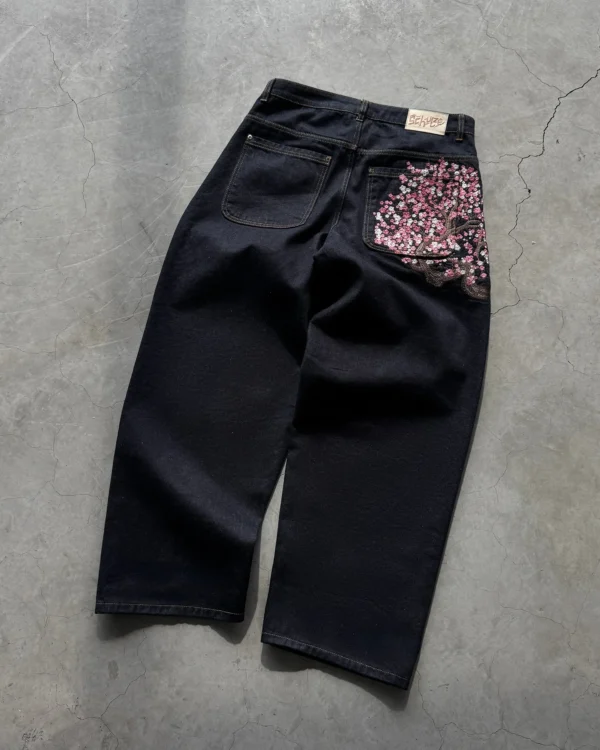 Retro Cherry Blossom Casual Baggy - Image 2